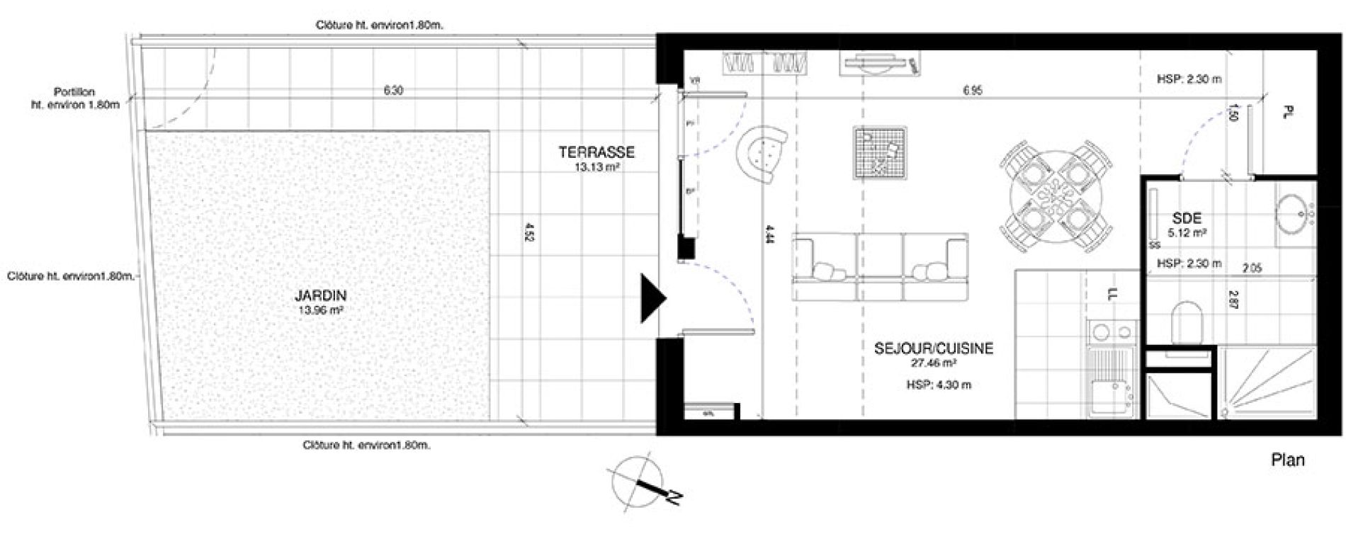 Appartement T1 de 32,58 m2 &agrave; Meudon Pointe de trivaux