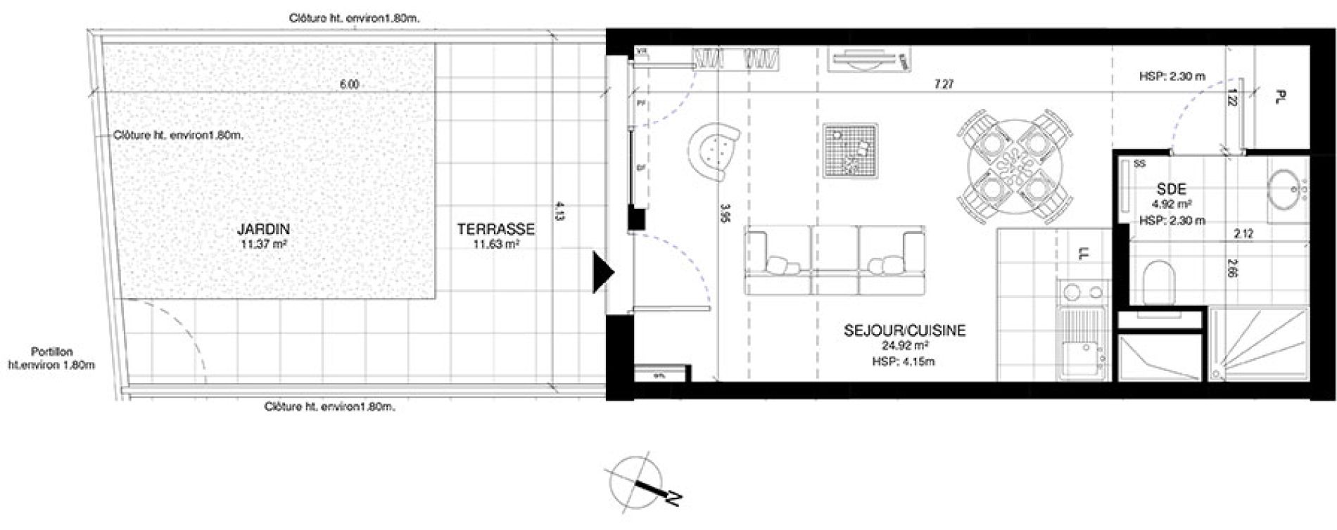 Appartement T1 de 29,84 m2 &agrave; Meudon Pointe de trivaux