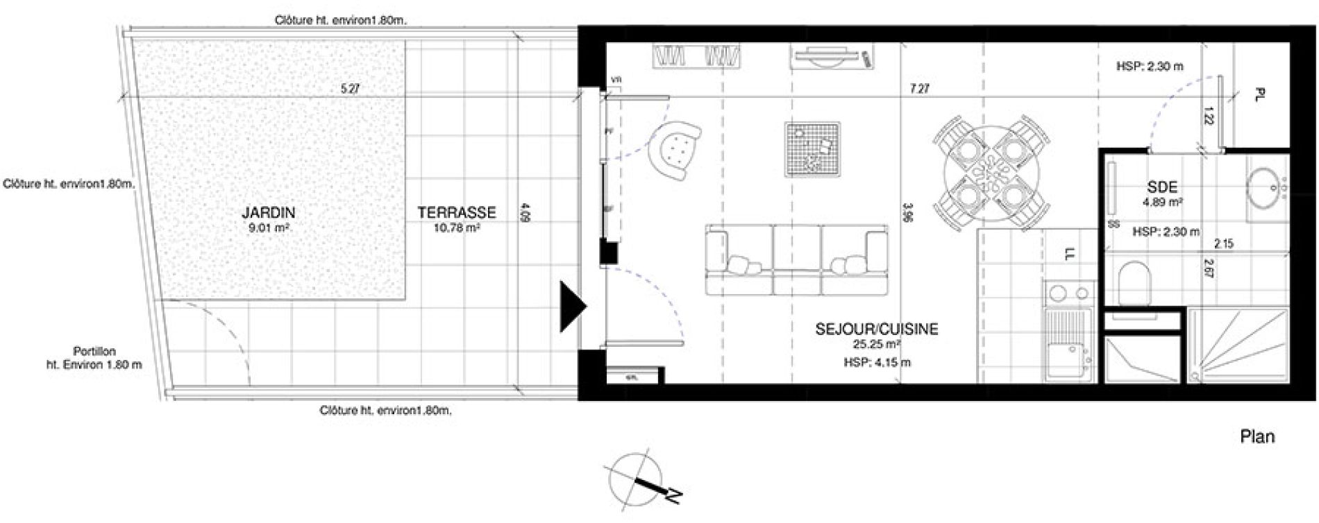 Appartement T1 de 30,14 m2 &agrave; Meudon Pointe de trivaux