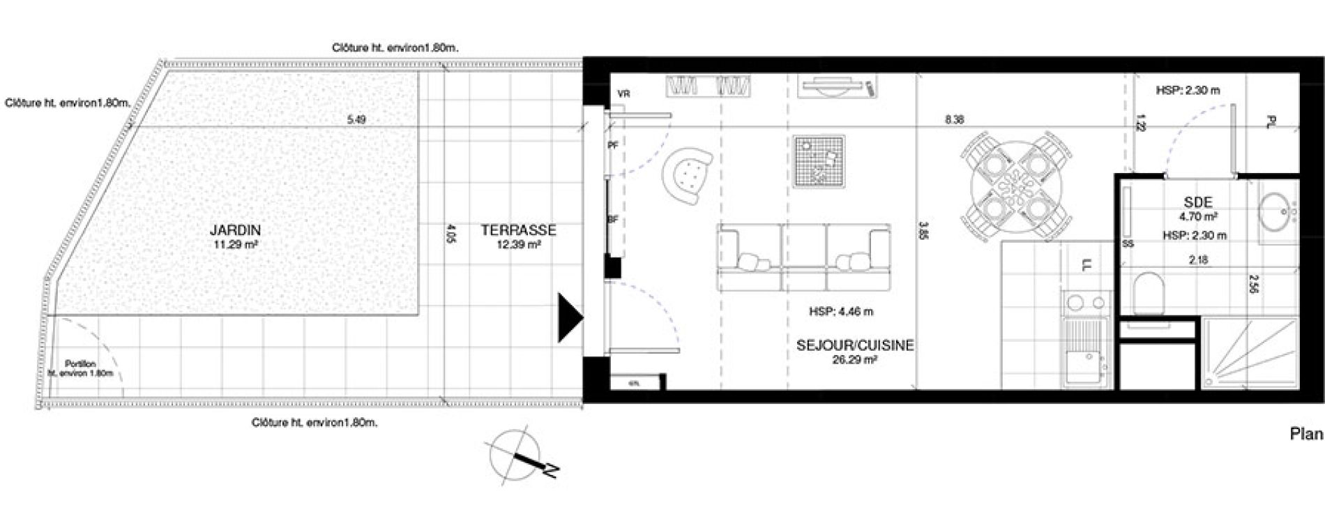 Appartement T1 de 30,99 m2 &agrave; Meudon Pointe de trivaux