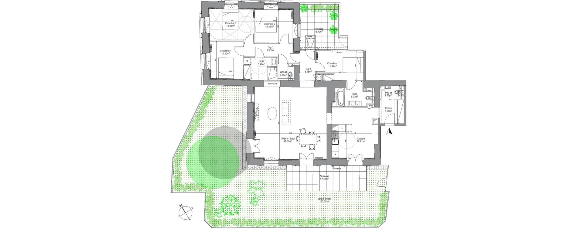 Appartement T5 de 142,57 m2 &agrave; Meudon Centre