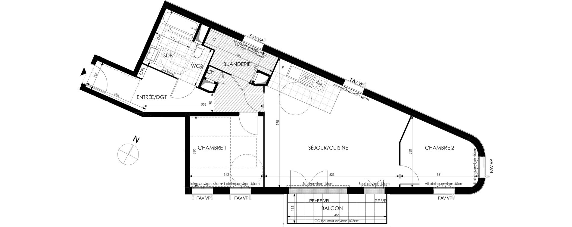 Appartement T3 de 74,47 m2 &agrave; Meudon Pointe de trivaux