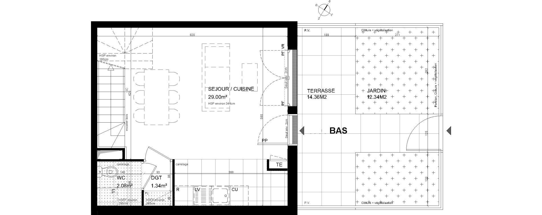 Duplex T4 de 75,99 m2 &agrave; Meudon Pointe de trivaux