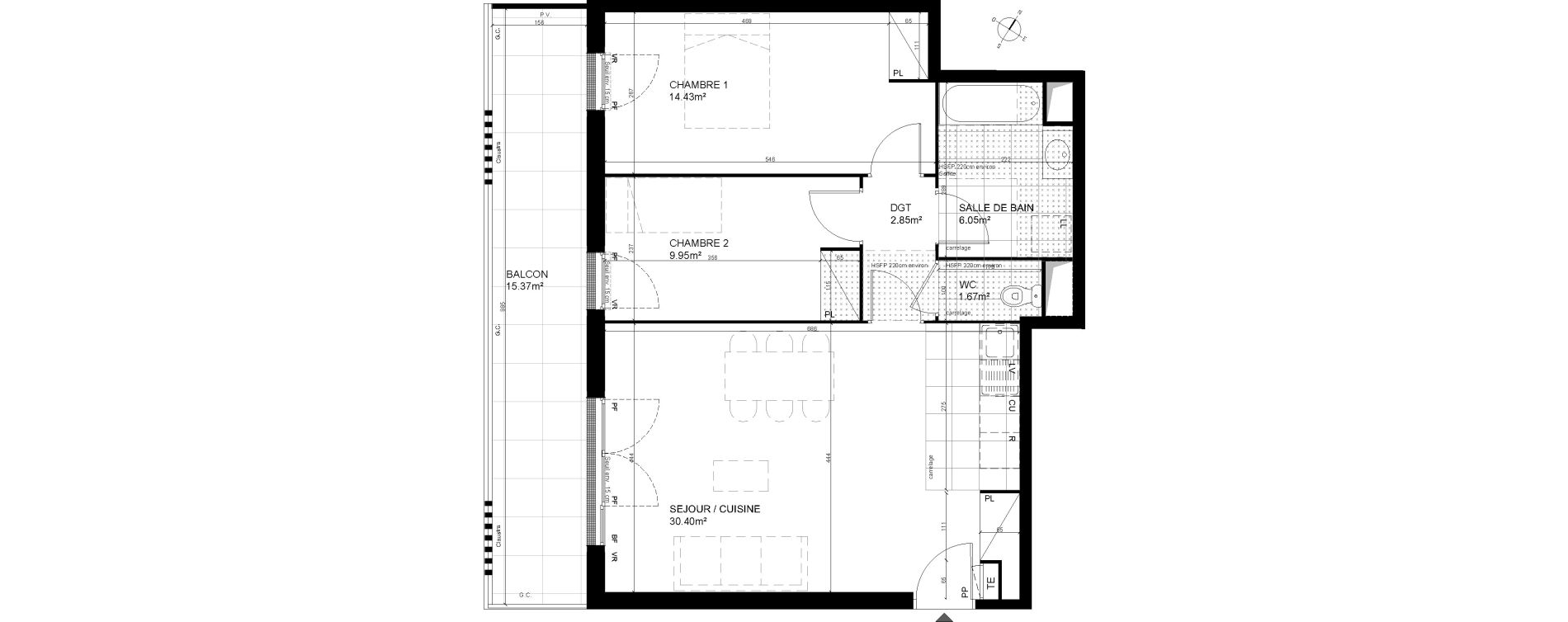 Appartement T3 de 65,35 m2 &agrave; Meudon Pointe de trivaux