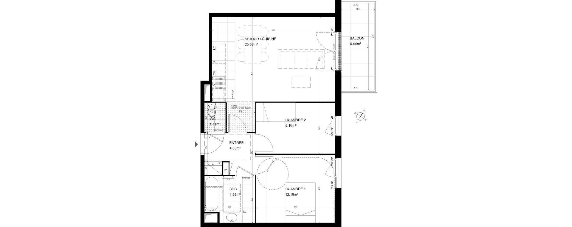 Appartement T3 de 57,80 m2 &agrave; Meudon Pointe de trivaux