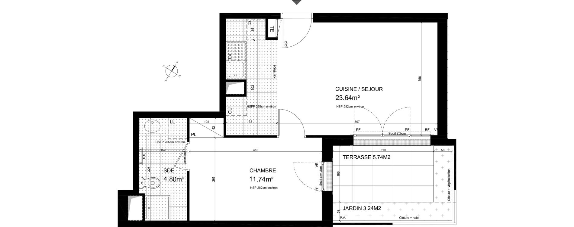 Appartement T2 de 40,18 m2 &agrave; Meudon Pointe de trivaux