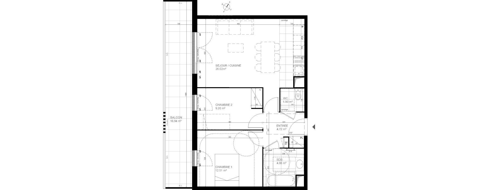 Appartement T3 de 59,31 m2 &agrave; Meudon Pointe de trivaux