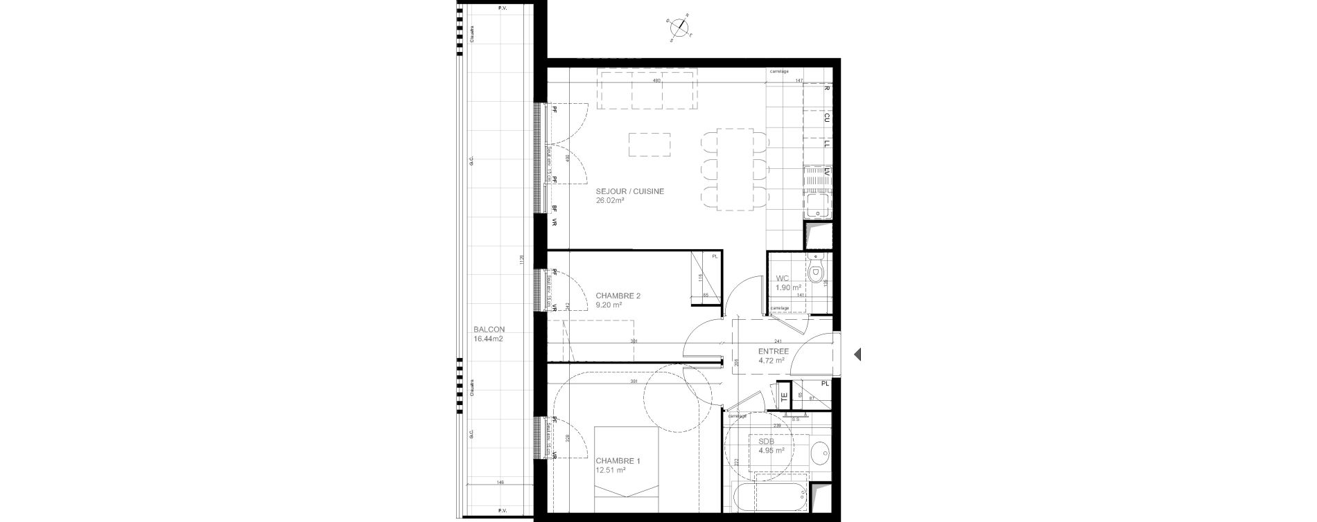 Appartement T3 de 59,31 m2 &agrave; Meudon Pointe de trivaux