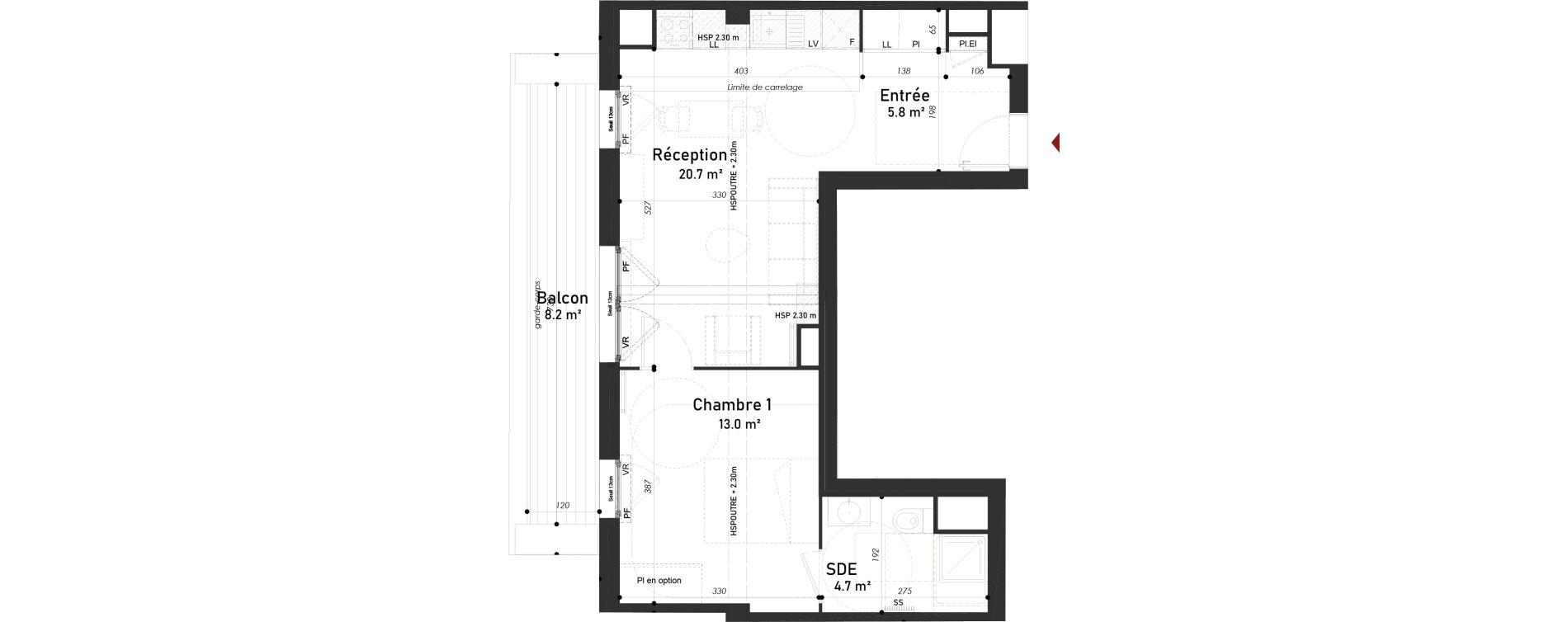 Appartement T2 de 44,20 m2 &agrave; Meudon Pointe de trivaux