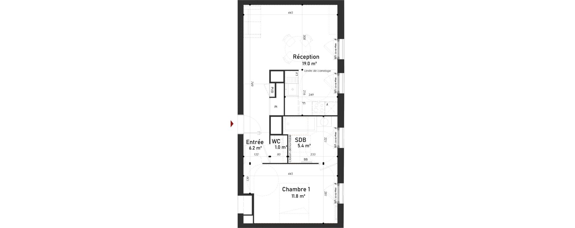 Appartement T2 de 43,40 m2 &agrave; Meudon Pointe de trivaux
