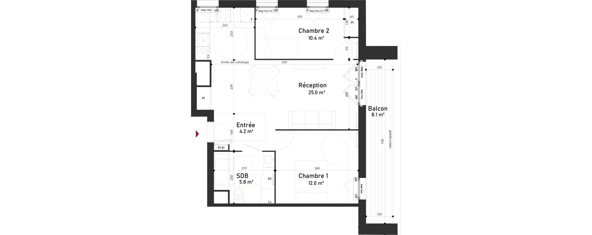 Appartement T3 de 57,40 m2 &agrave; Meudon Pointe de trivaux