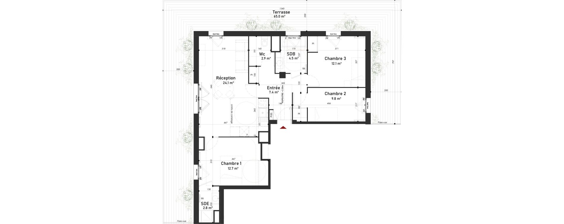 Appartement T4 de 76,30 m2 &agrave; Meudon Pointe de trivaux