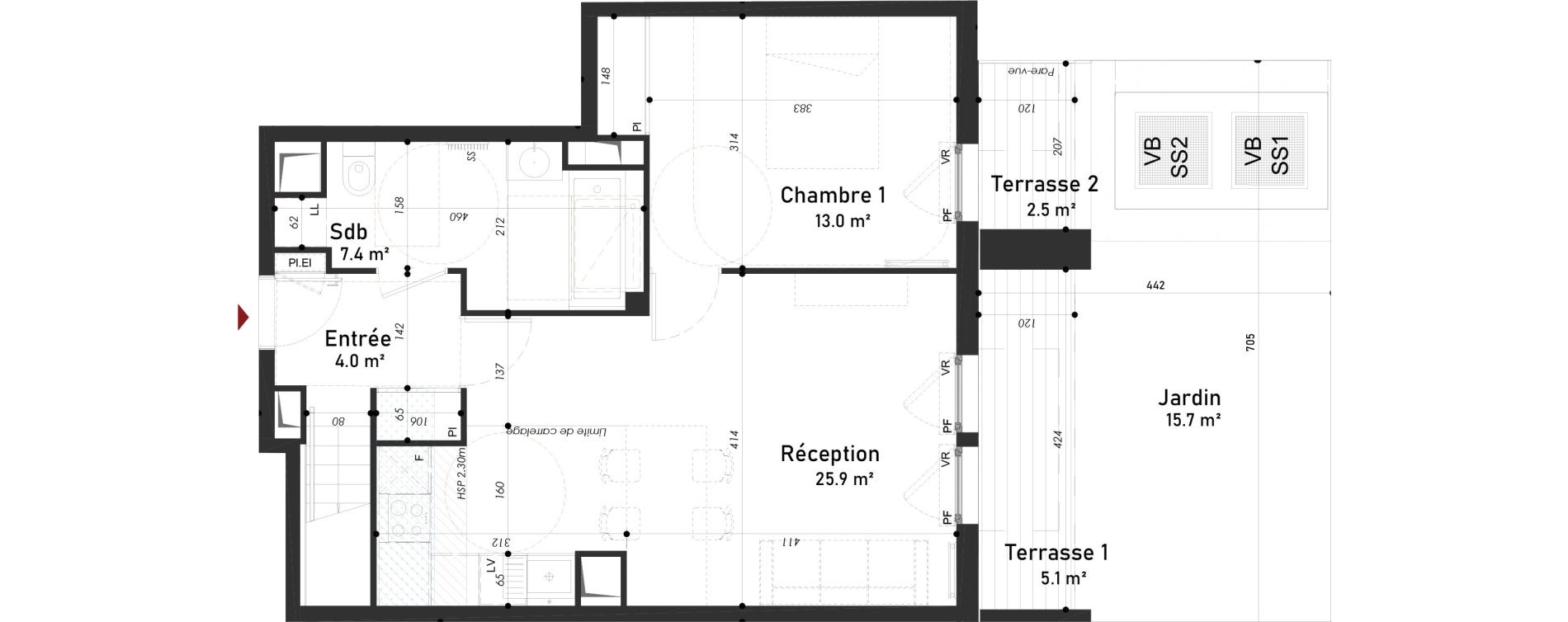 Appartement T4 de 91,60 m2 &agrave; Meudon Pointe de trivaux