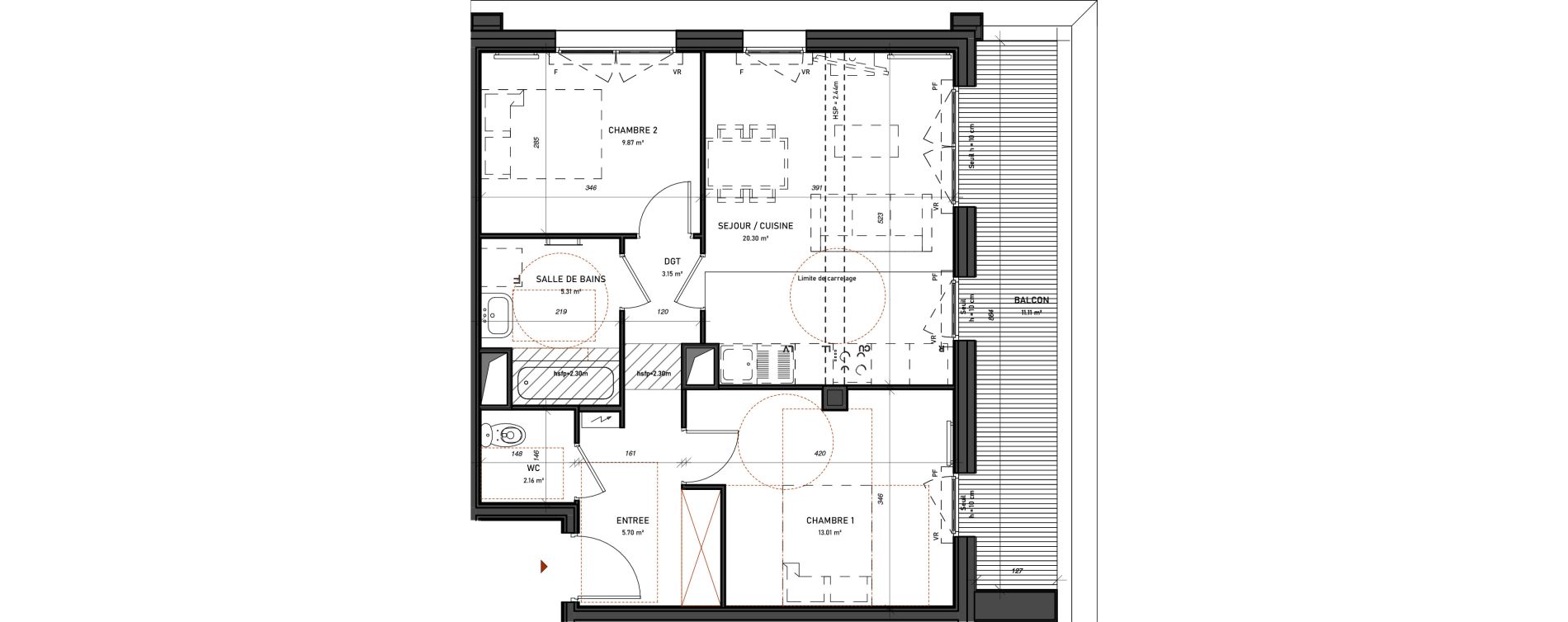 Appartement T3 de 59,50 m2 &agrave; Meudon Pointe de trivaux