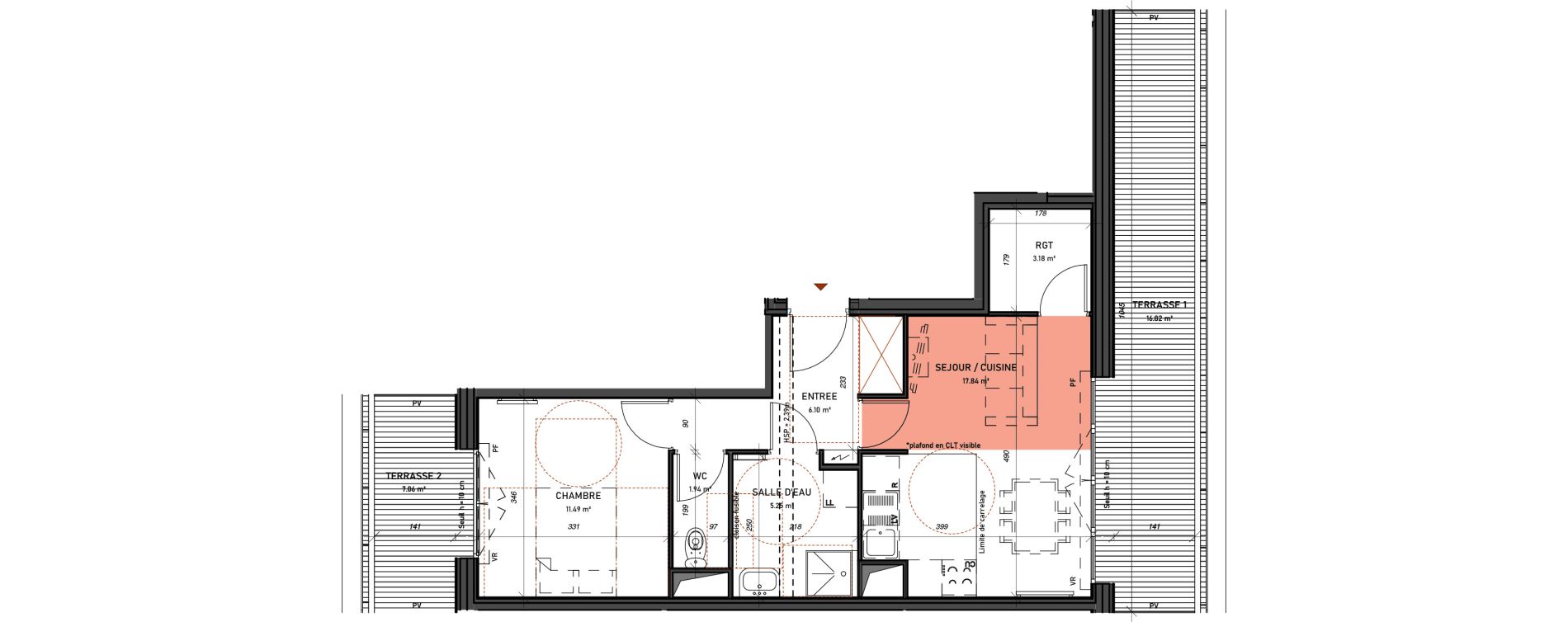 Appartement T2 de 45,80 m2 &agrave; Meudon Pointe de trivaux