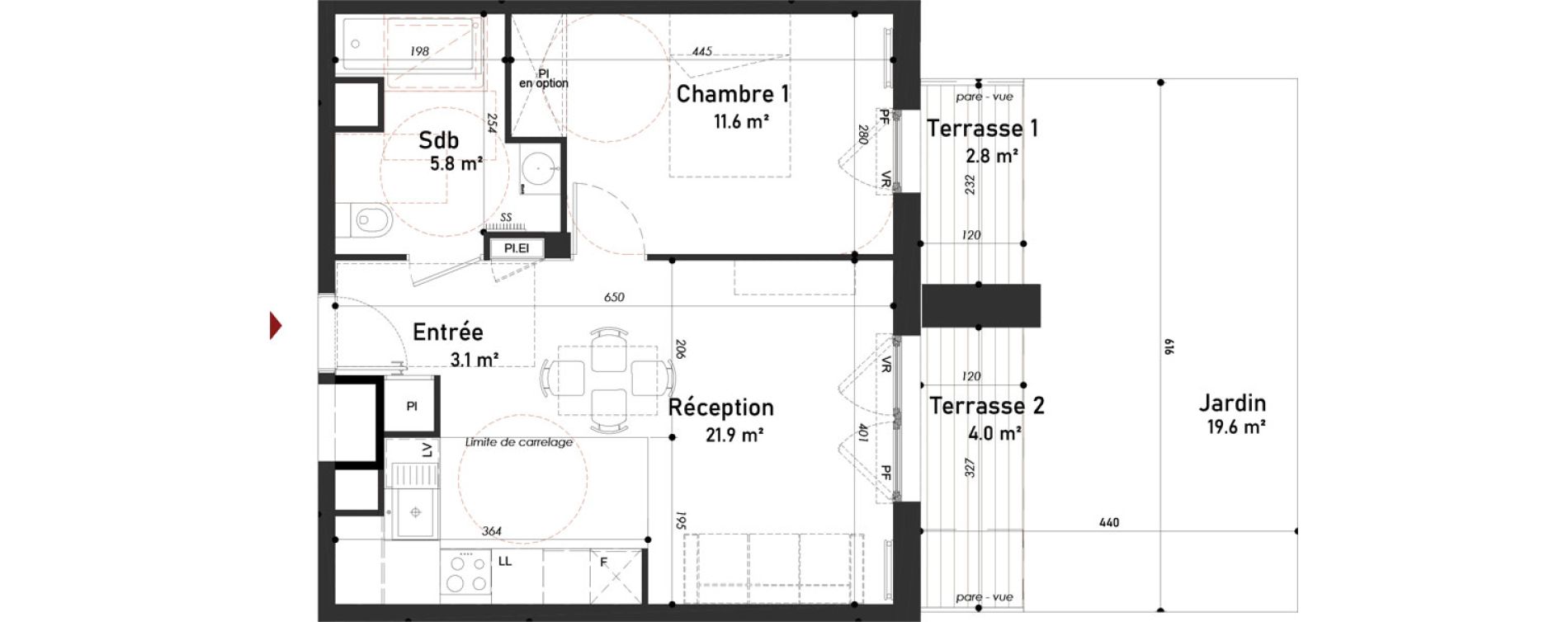 Appartement T2 de 42,40 m2 &agrave; Meudon Pointe de trivaux