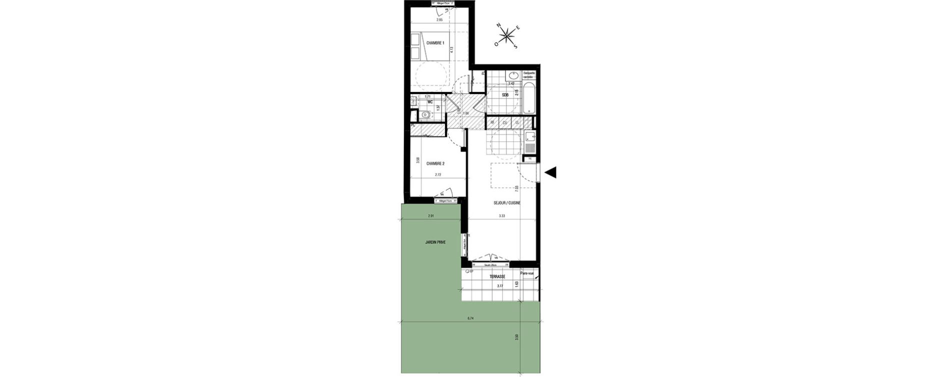 Appartement T3 de 55,03 m2 &agrave; Montrouge Centre