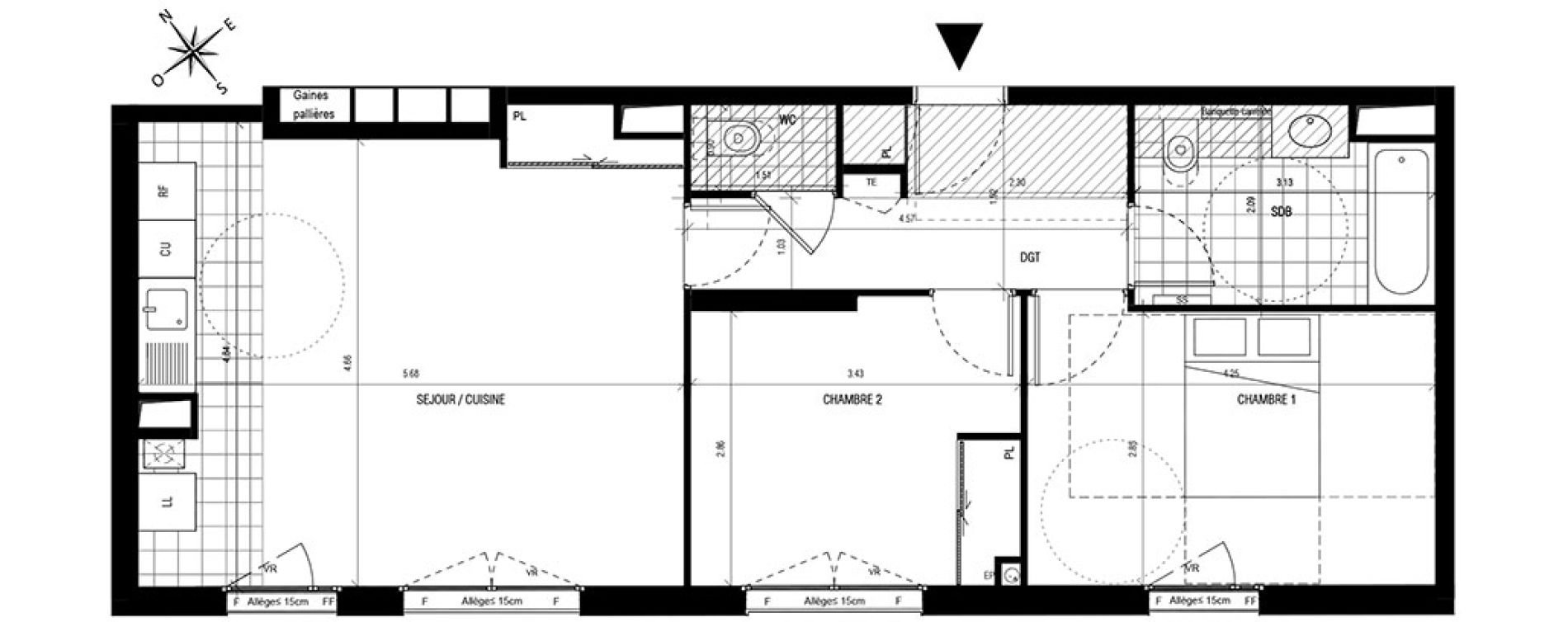 Appartement T3 de 63,50 m2 &agrave; Montrouge Centre