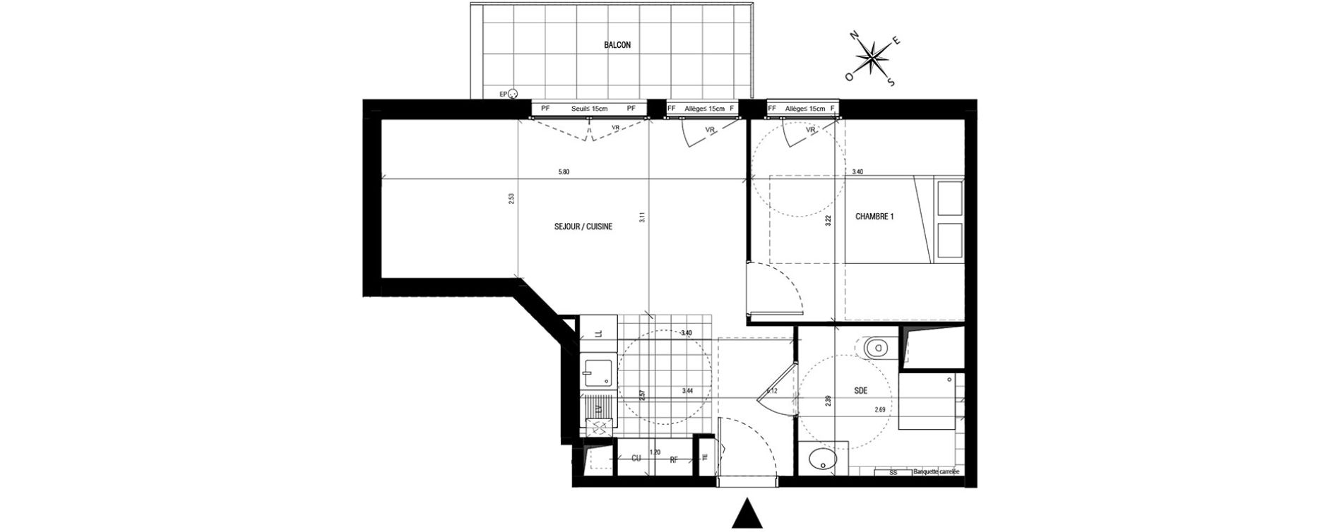 Appartement T2 de 41,08 m2 &agrave; Montrouge Centre