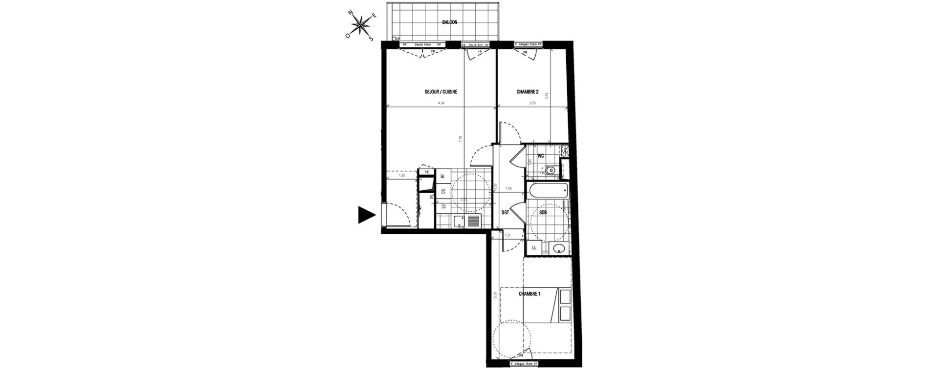 Appartement T3 de 66,06 m2 &agrave; Montrouge Centre