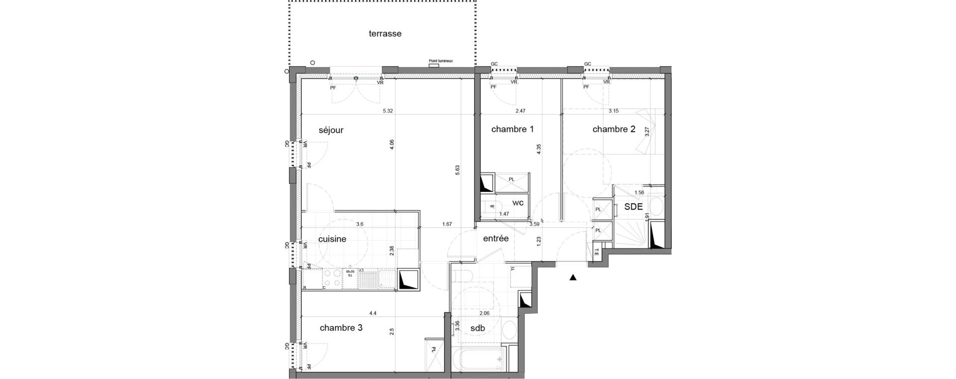 Appartement T4 de 80,76 m2 &agrave; Nanterre H&ocirc;pital max fourestier