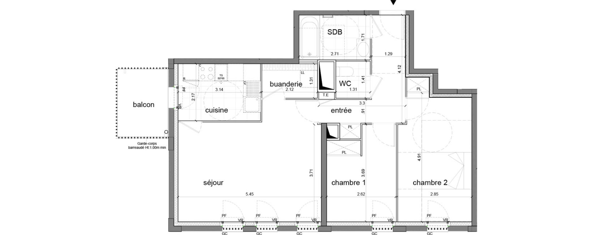 Appartement T3 de 68,88 m2 &agrave; Nanterre H&ocirc;pital max fourestier