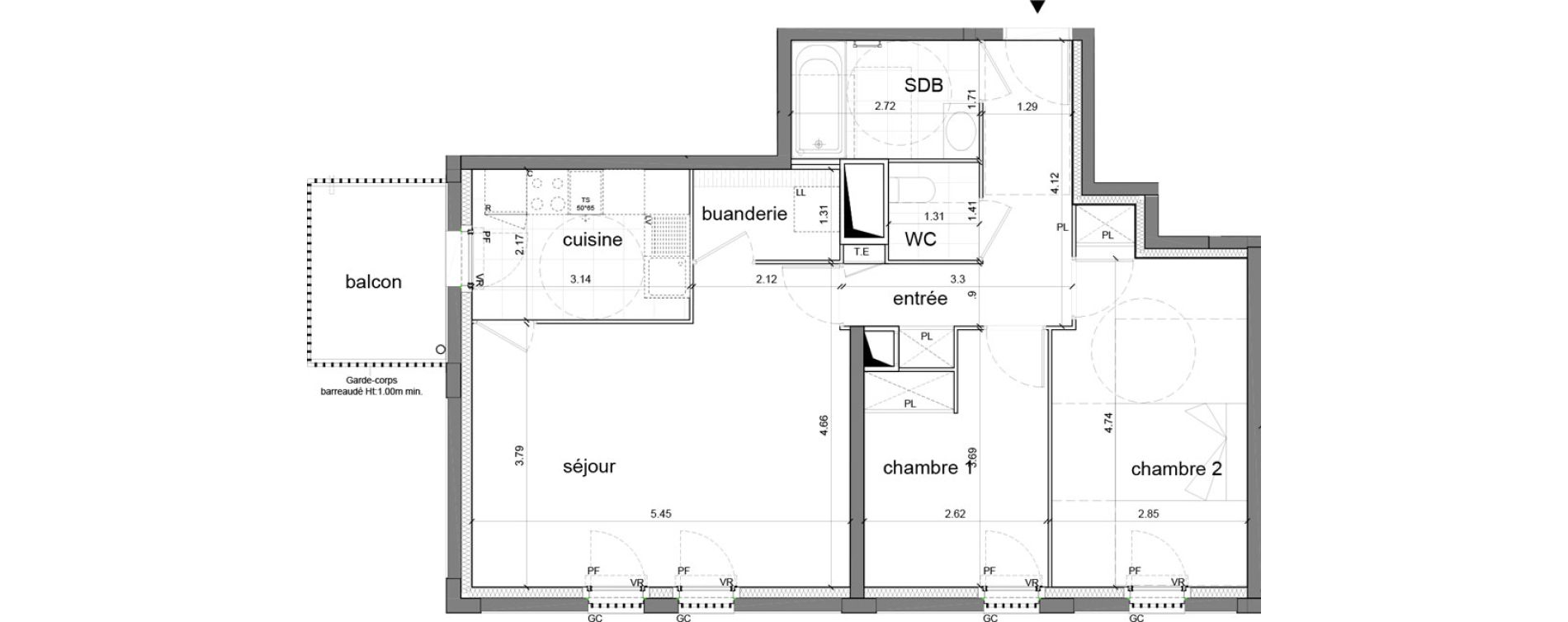 Appartement T3 de 68,88 m2 &agrave; Nanterre H&ocirc;pital max fourestier