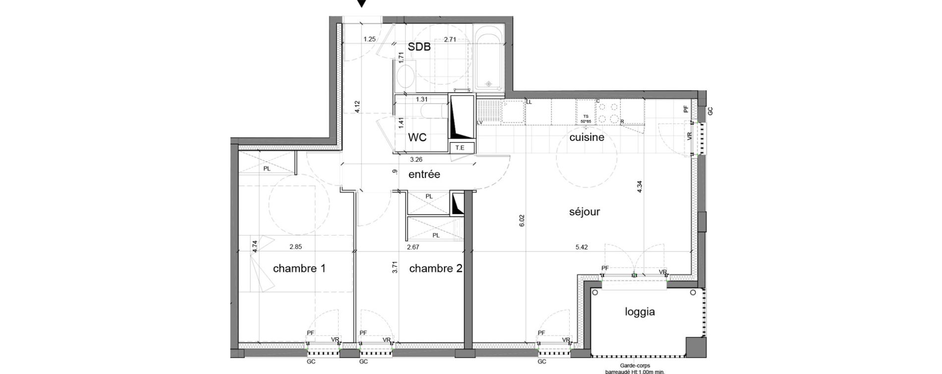 Appartement T3 de 63,80 m2 &agrave; Nanterre H&ocirc;pital max fourestier