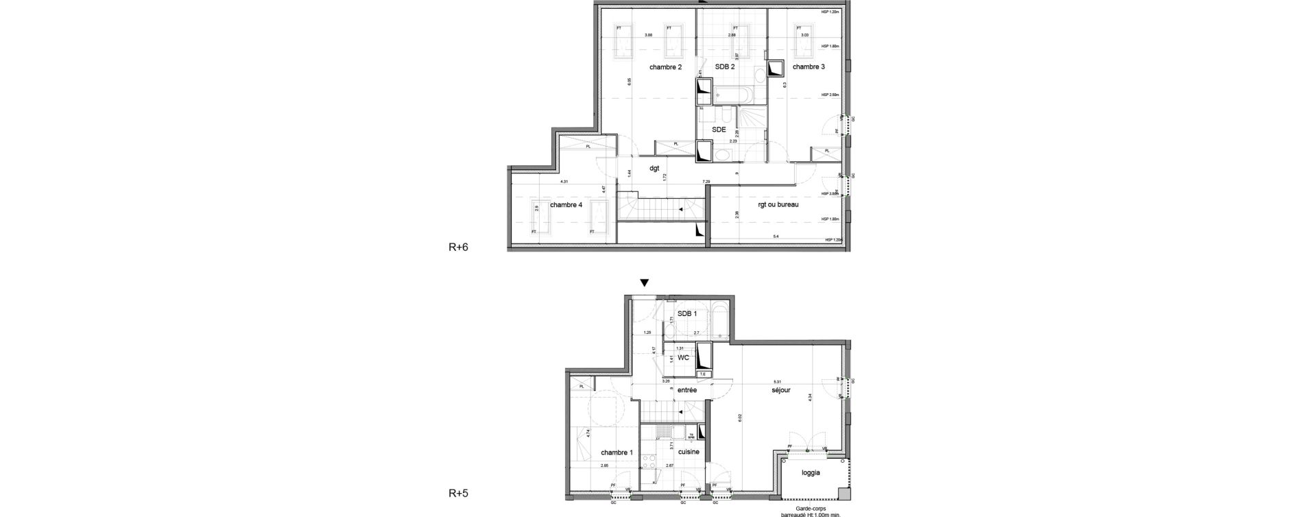 Duplex T5 de 134,47 m2 &agrave; Nanterre H&ocirc;pital max fourestier