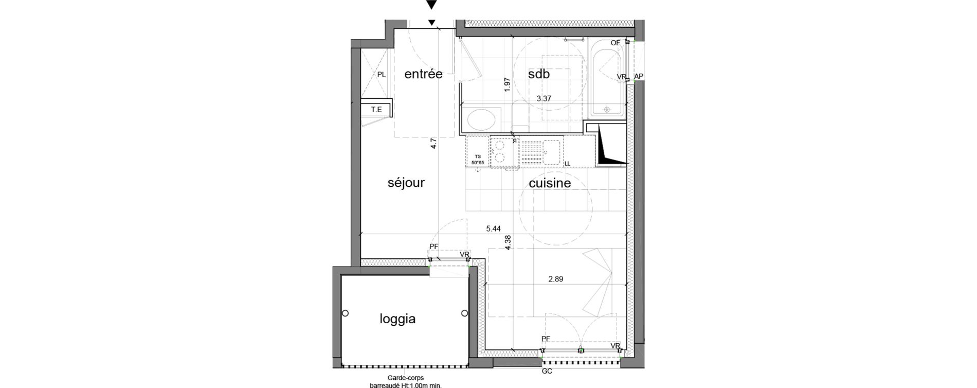 Appartement T1 de 28,89 m2 &agrave; Nanterre H&ocirc;pital max fourestier