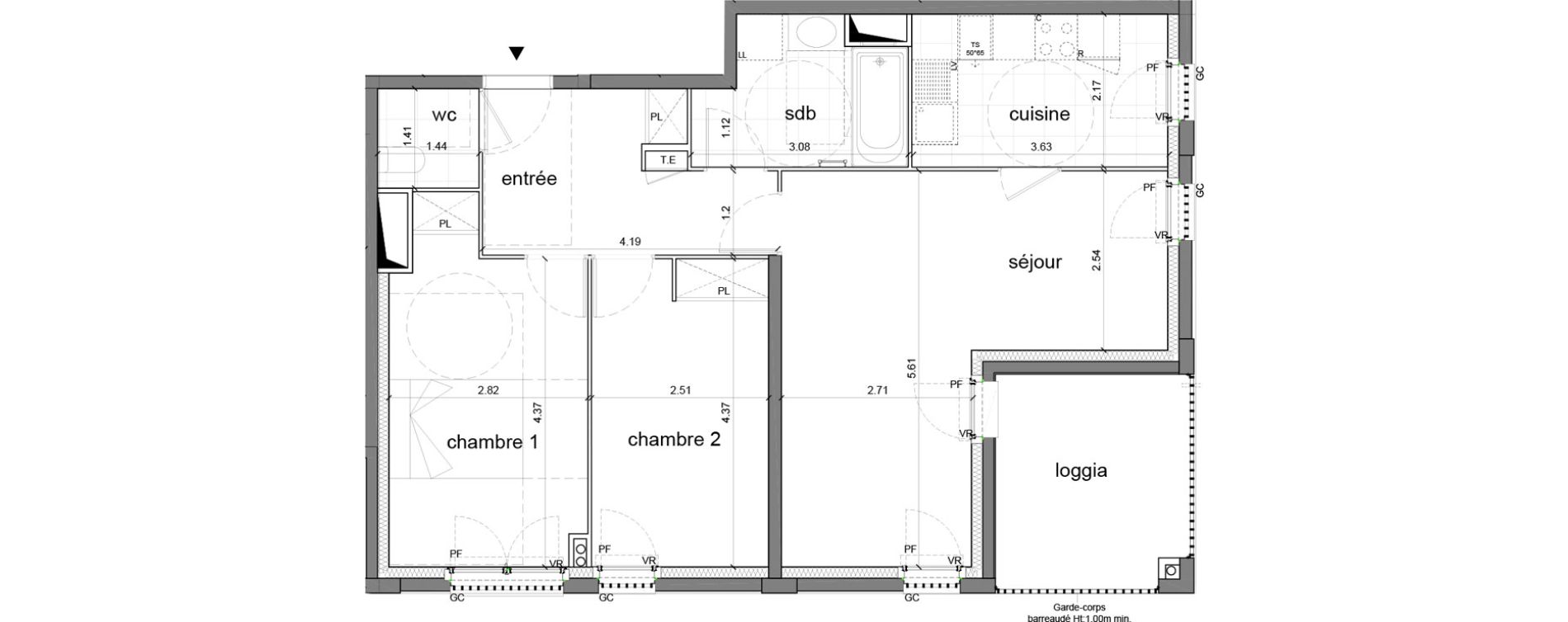 Appartement T3 de 69,73 m2 &agrave; Nanterre H&ocirc;pital max fourestier