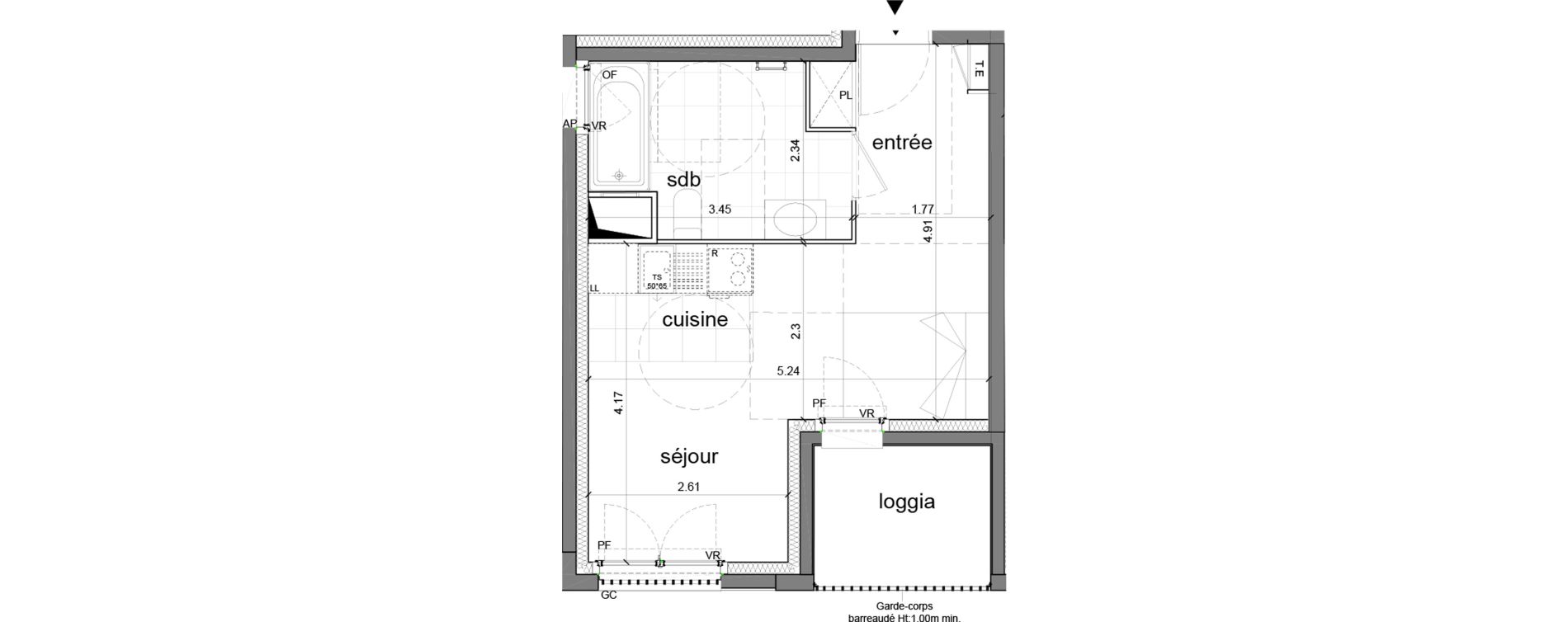 Appartement T1 de 28,77 m2 &agrave; Nanterre H&ocirc;pital max fourestier