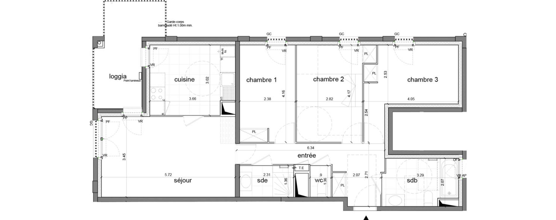 Appartement T4 de 83,58 m2 &agrave; Nanterre H&ocirc;pital max fourestier