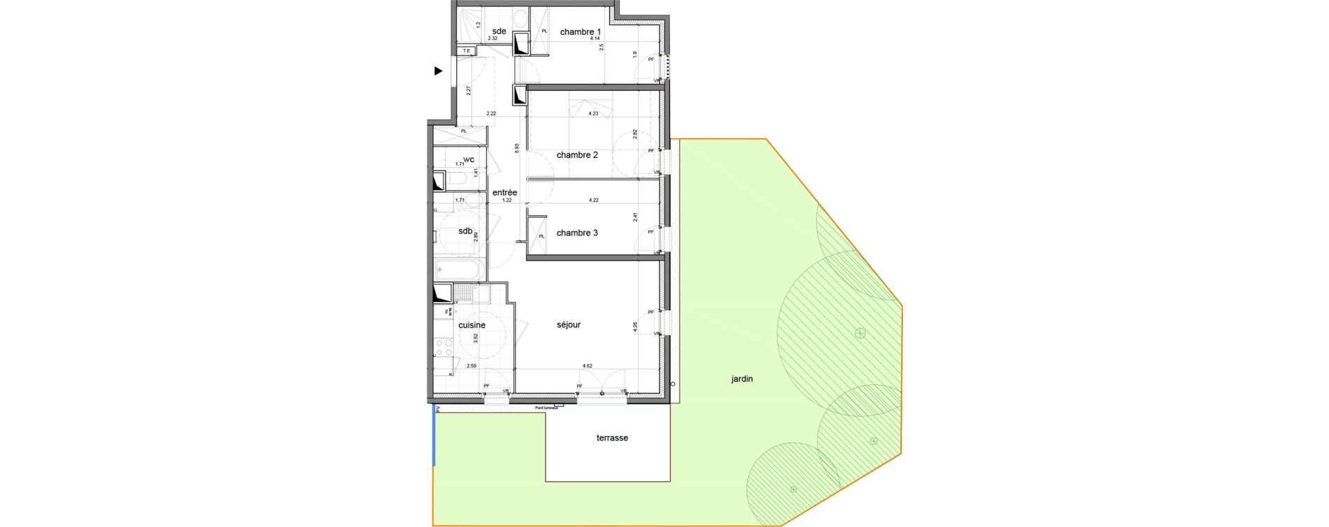 Appartement T4 de 81,57 m2 &agrave; Nanterre H&ocirc;pital max fourestier