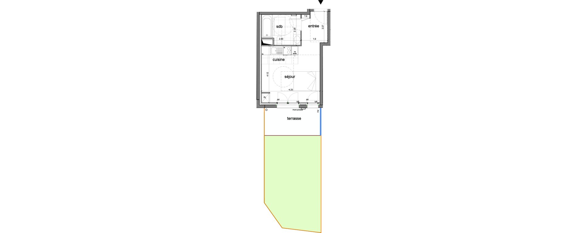 Appartement T1 de 27,59 m2 &agrave; Nanterre H&ocirc;pital max fourestier