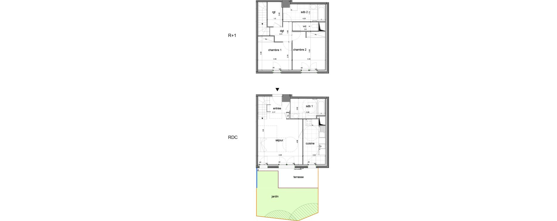 Duplex T3 de 80,39 m2 &agrave; Nanterre H&ocirc;pital max fourestier