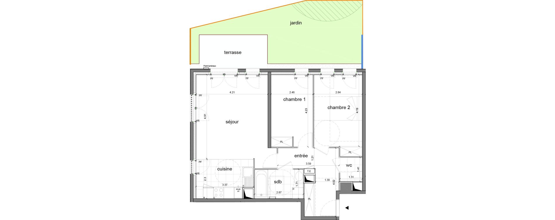 Appartement T3 de 68,46 m2 &agrave; Nanterre H&ocirc;pital max fourestier