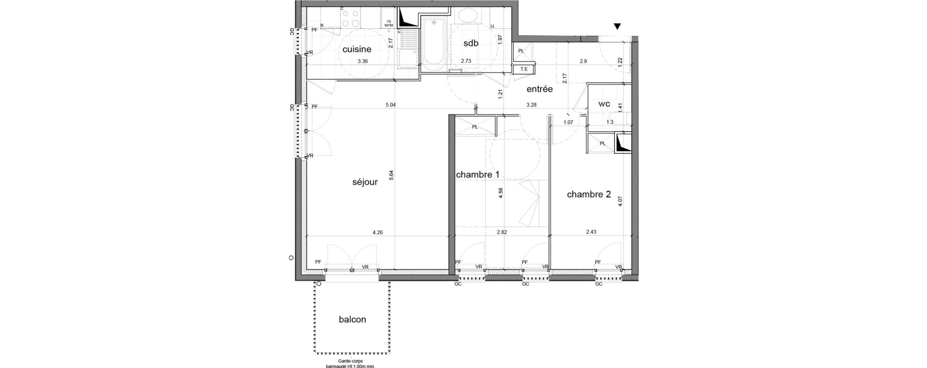 Appartement T3 de 69,47 m2 &agrave; Nanterre H&ocirc;pital max fourestier