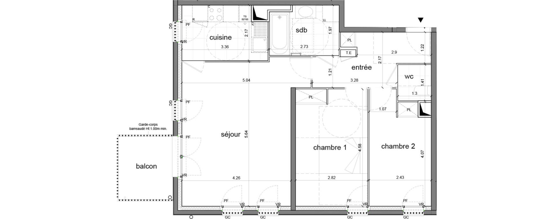 Appartement T3 de 69,47 m2 &agrave; Nanterre H&ocirc;pital max fourestier