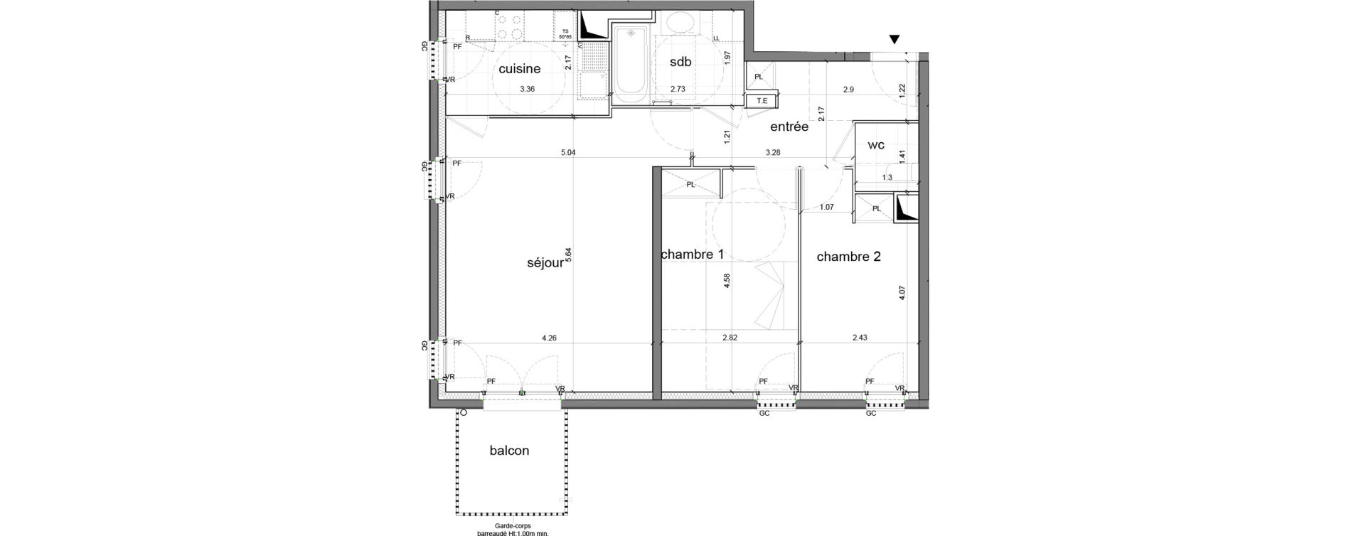 Appartement T3 de 69,47 m2 &agrave; Nanterre H&ocirc;pital max fourestier