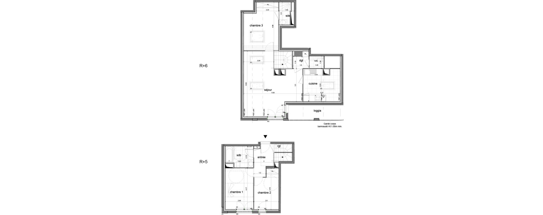 Duplex T4 de 83,60 m2 &agrave; Nanterre H&ocirc;pital max fourestier