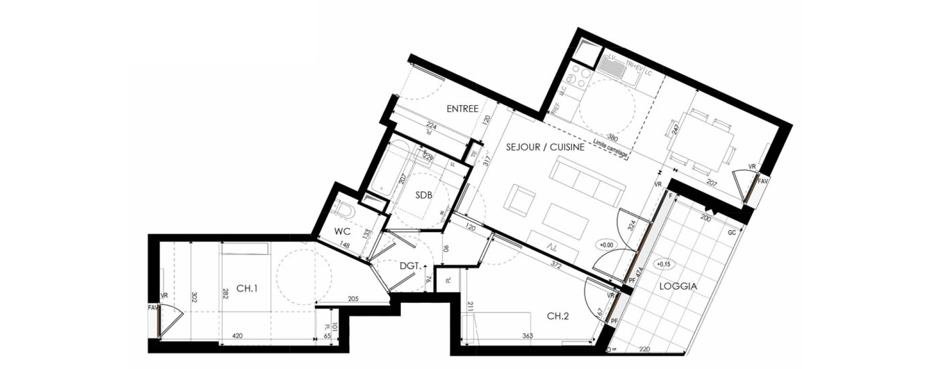 Appartement T3 de 69,93 m2 &agrave; Nanterre La boule champs-pierreux