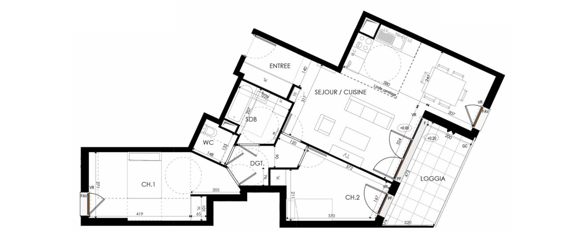 Appartement T3 de 69,94 m2 &agrave; Nanterre La boule champs-pierreux