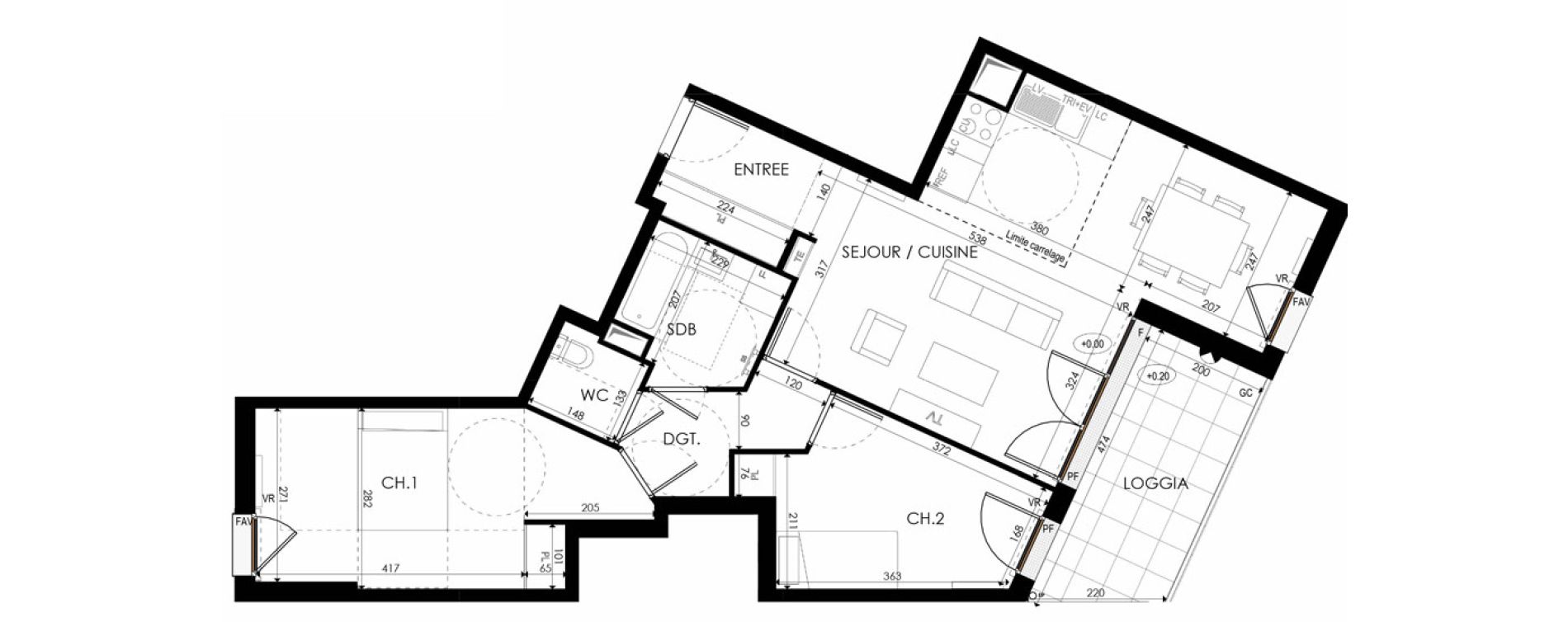 Appartement T3 de 69,93 m2 &agrave; Nanterre La boule champs-pierreux