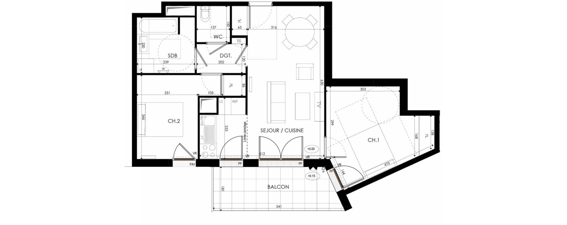 Appartement T3 de 58,94 m2 &agrave; Nanterre La boule champs-pierreux