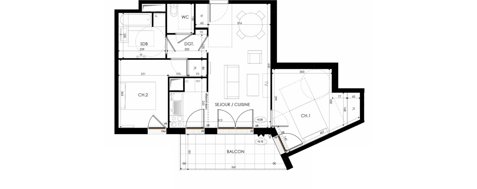 Appartement T3 de 58,94 m2 &agrave; Nanterre La boule champs-pierreux