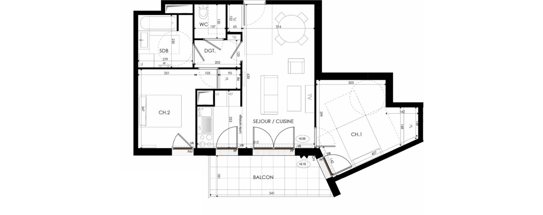 Appartement T3 de 58,94 m2 &agrave; Nanterre La boule champs-pierreux