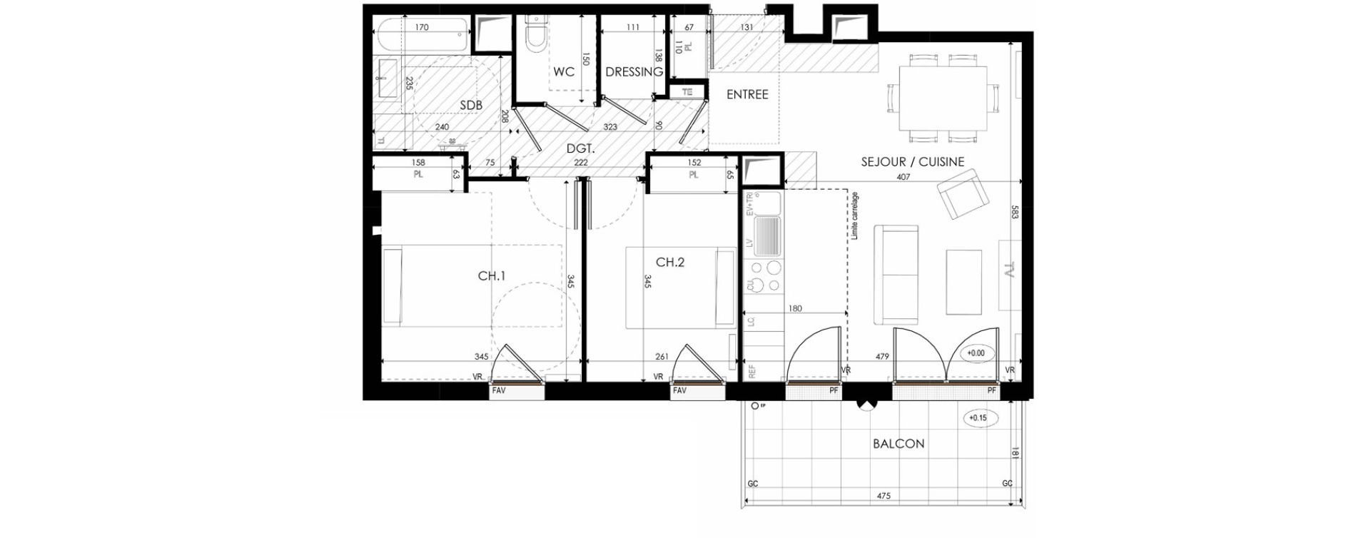 Appartement T3 de 64,93 m2 &agrave; Nanterre La boule champs-pierreux