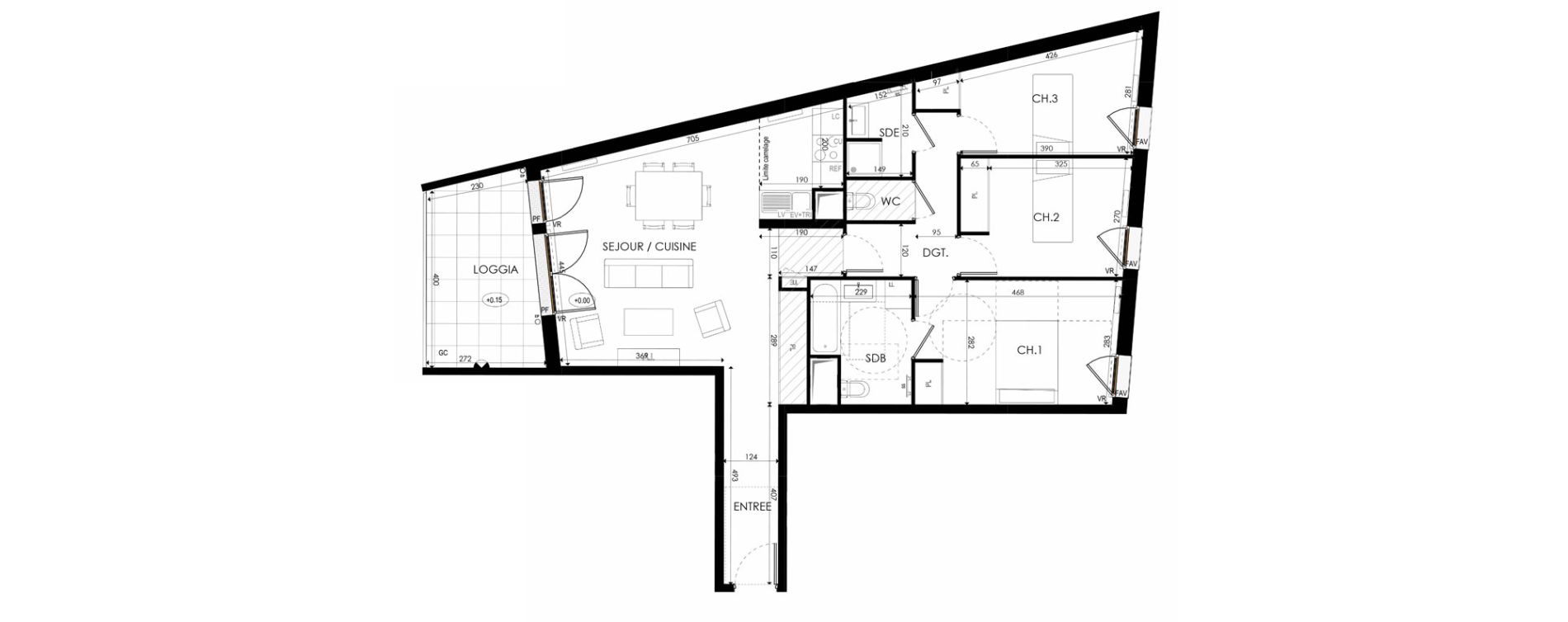 Appartement T4 de 87,40 m2 &agrave; Nanterre La boule champs-pierreux