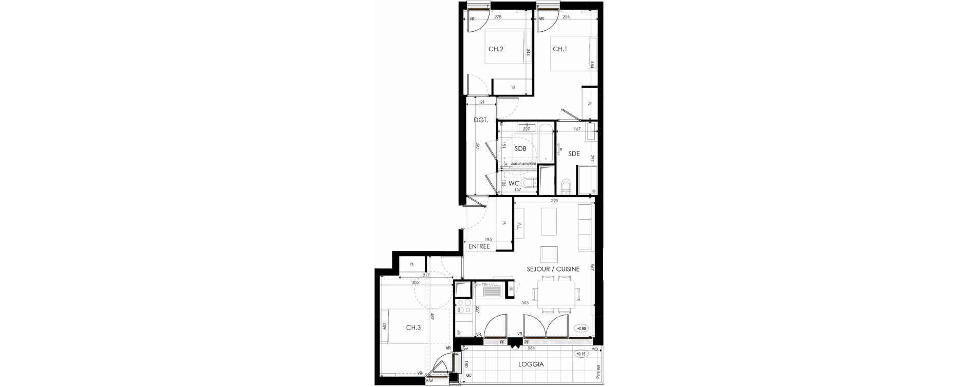 Appartement T4 de 81,26 m2 &agrave; Nanterre La boule champs-pierreux